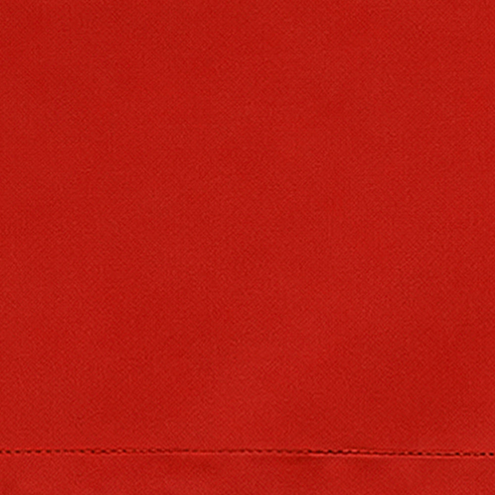 Red pure linen fabric swatch featuring vibrant color and natural texture for festive dining décor and seasonal table styling.