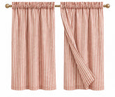 Red linen café curtains for kitchen windows, set of 2. Short red linen tier curtains for small windows with soft natural light filtering
