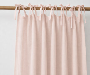 Blush tie top linen curtains made from 100% linen, soft light filtering curtain panels for bedroom, living room and elegant home deco