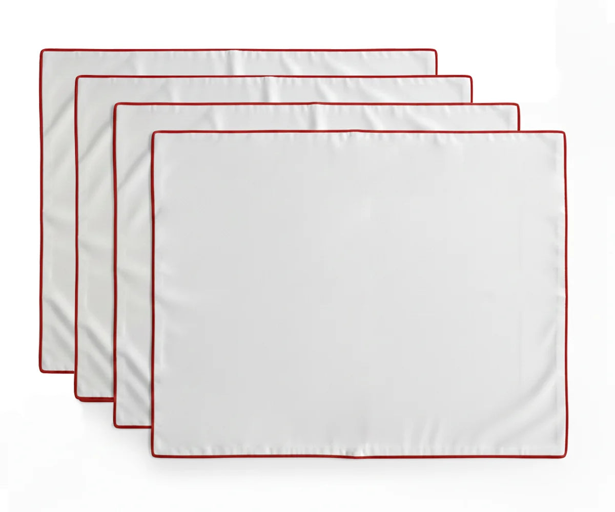 White cotton placemat with magenta border