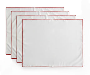 White cotton placemat with magenta border