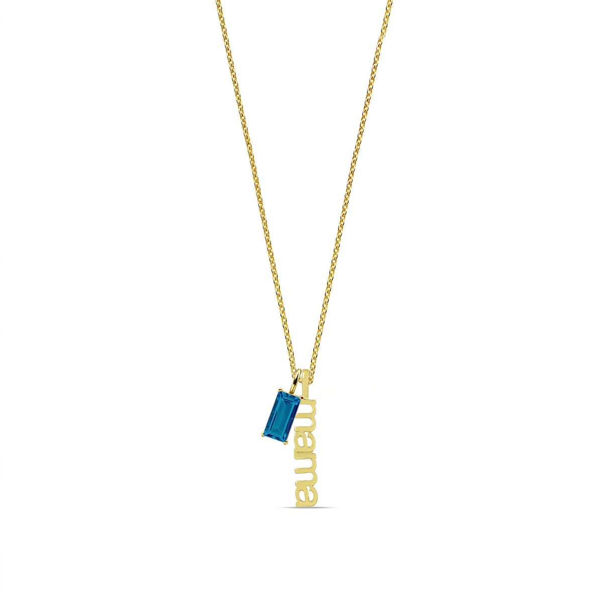 March aquamarine mama necklace with birthstone charm personalized gold jewelry gift for mom