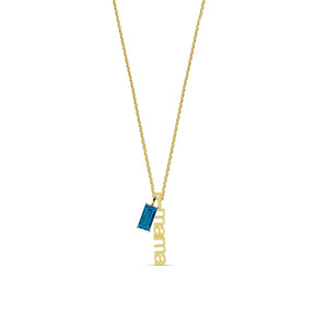 March aquamarine mama necklace with birthstone charm personalized gold jewelry gift for mom