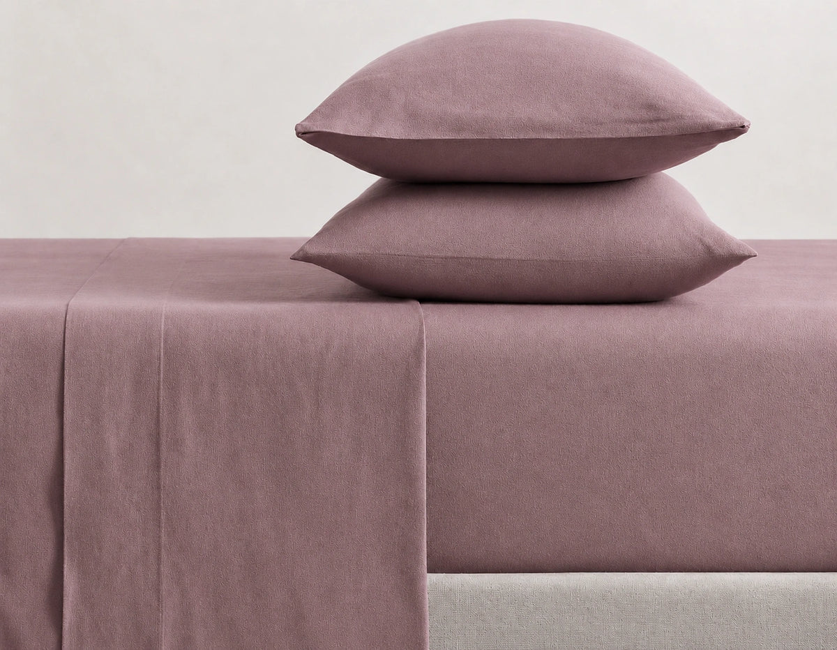 Mauve linen bed sheets king size with deep pocket fitted sheet and pillowcases, King linen sheet set in dusty mauve with premium European linen fabric