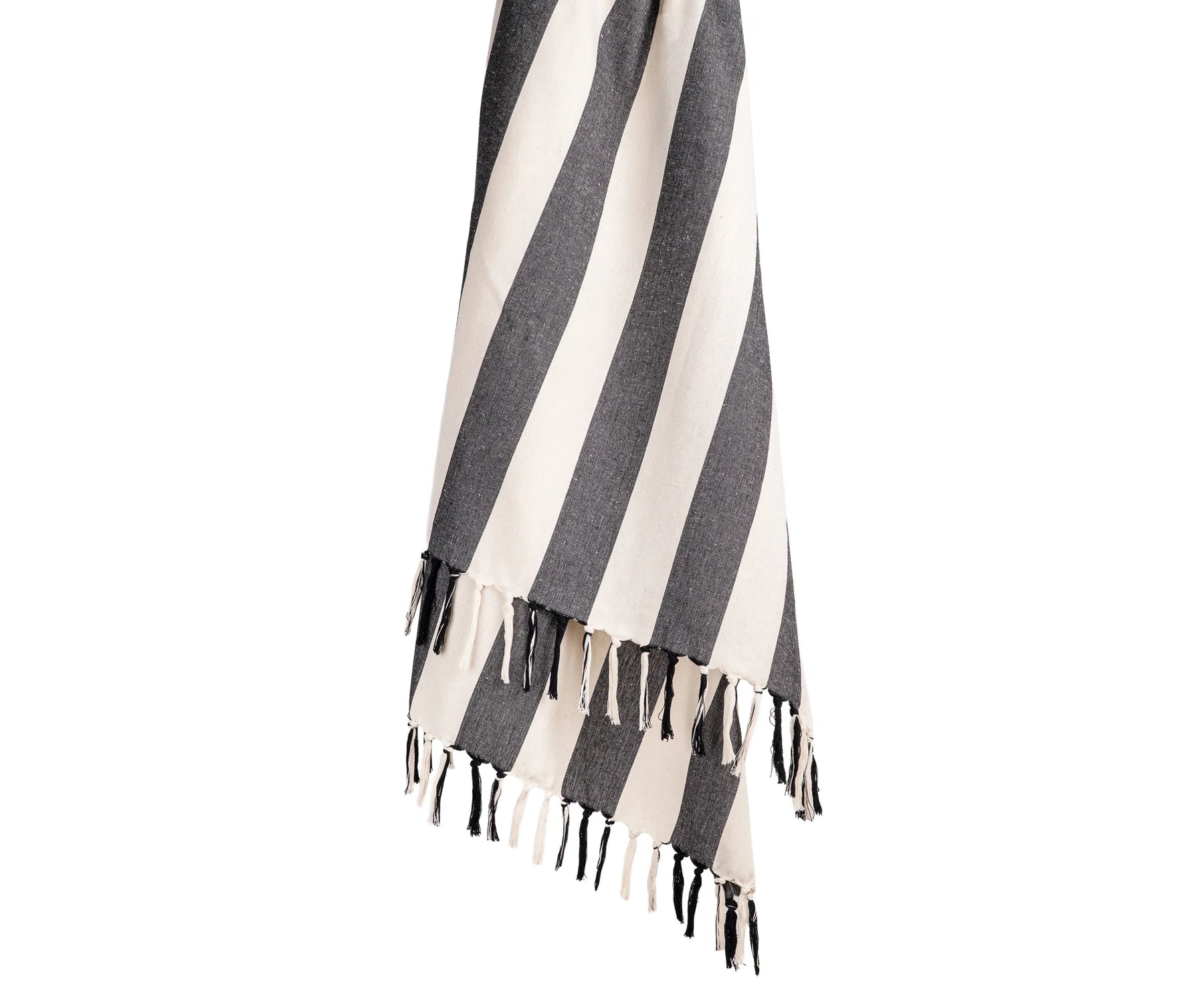 Lightweight striped cotton throw blanket adding texture and comfort to a living space