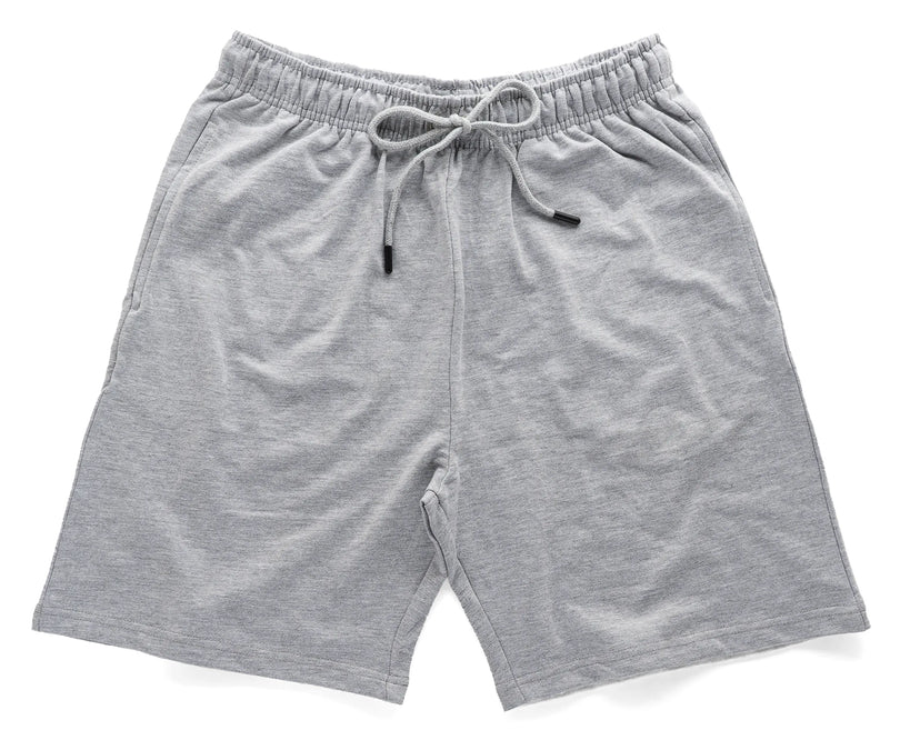 Relaxed fit grey cotton shorts for men, suitable for walking, light workouts, and daily movement