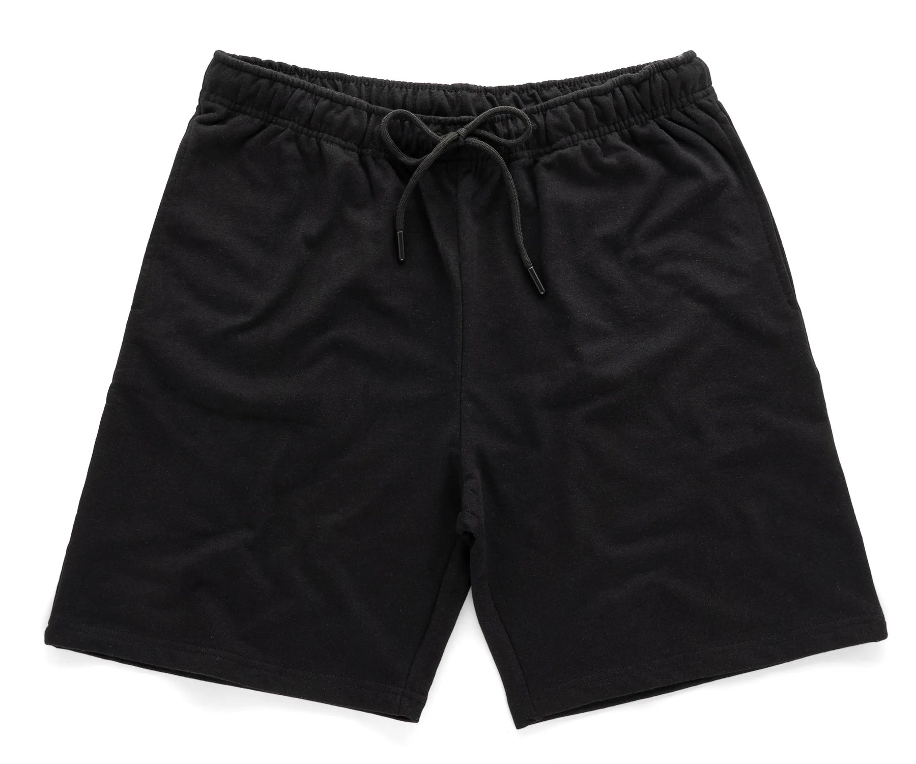 Men's black cotton shorts with elastic waistband