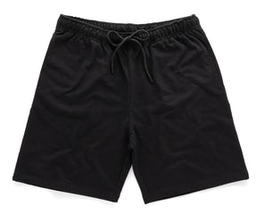 Men's black cotton shorts with elastic waistband