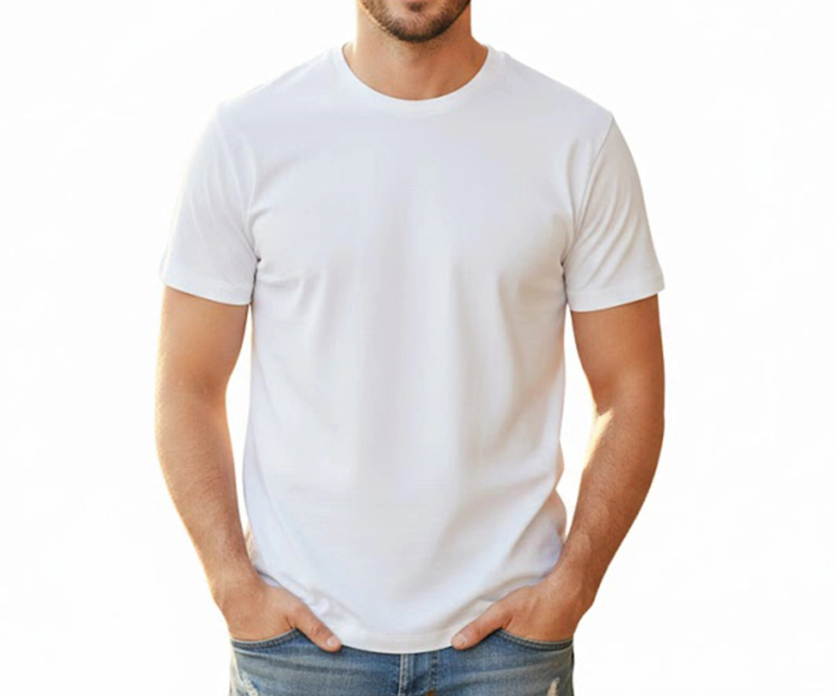White men’s cotton shirt – breathable lightweight cotton-elastane short sleeve shirt for daily comfort.