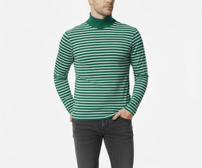 Men’s green high neck cotton t-shirt with lightweight fabric, ideal for layering or daily wear