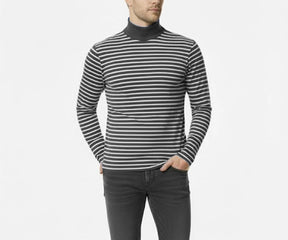 Men’s grey high neck cotton t-shirt, breathable cotton tee for casual and travel wear