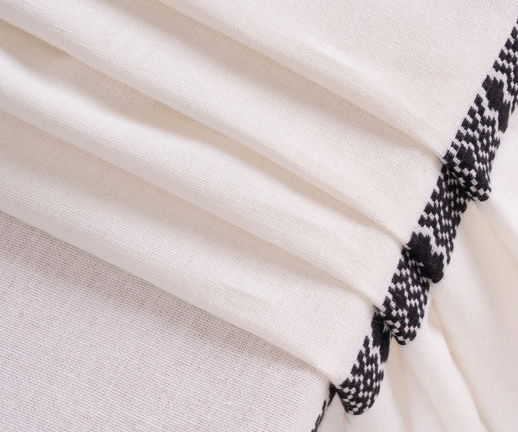 Black and white boho style fabric tablecloth for dining and events
