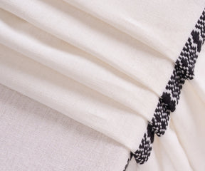 Black and white boho style fabric tablecloth for dining and events