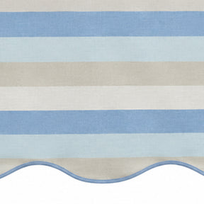 Light blue and white striped scalloped tablecloth for dining table linen