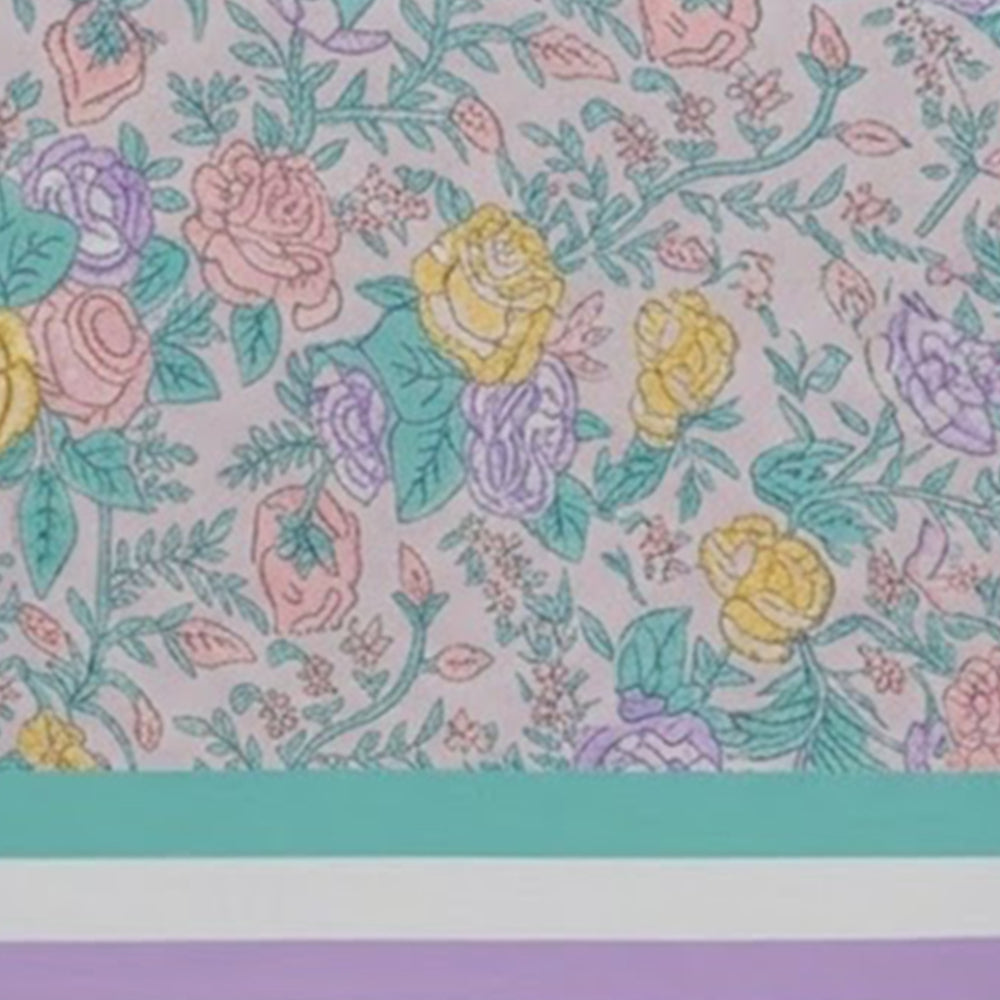 Rectangular cotton tablecloth floral hand block print durable washable dining table cover for home hosting