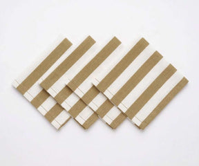 Soft absorbent reusable cotton linen napkins with cabana stripe pattern