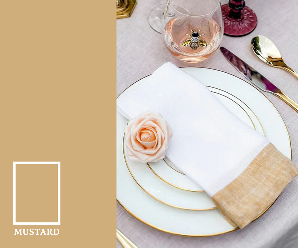 Deep mustard color with a blend of golden yellow and earthy brown tones, giving a warm and bold appearance