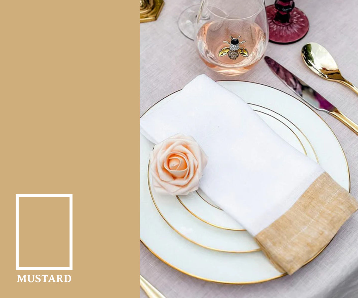 Deep mustard color with a blend of golden yellow and earthy brown tones, giving a warm and bold appearance