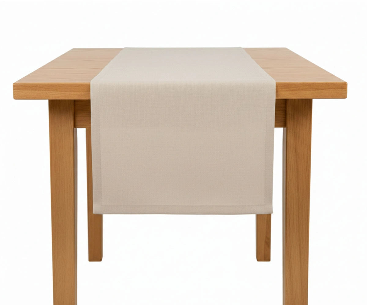 cotton linen blend table runner with solid neutral tone, reusable dining table runner for minimalist, modern, and farmhouse interiors