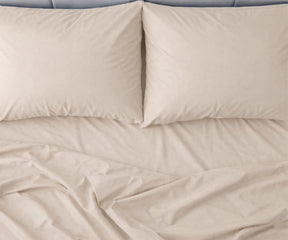 Natural cotton sateen bed sheets  with soft silky texture, premium cotton bedding for king and queen beds.