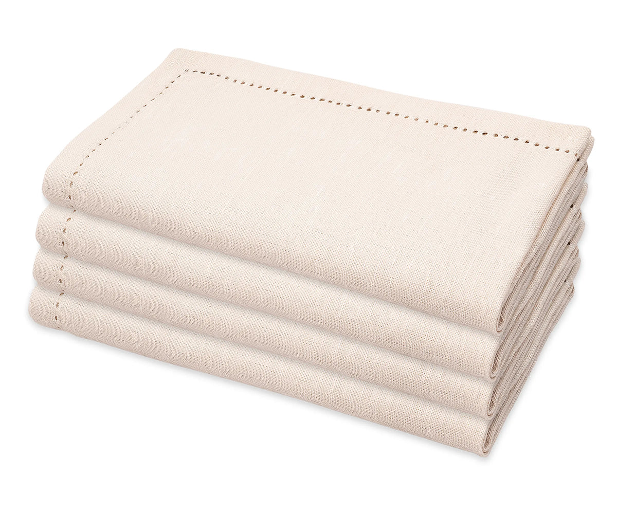 Eco-friendly natural hemstitch dinner napkins for everyday and special occasions