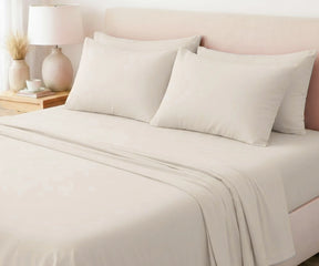 Natural 100% flax linen bedding set with deep pocket fitted sheet for queen and king beds