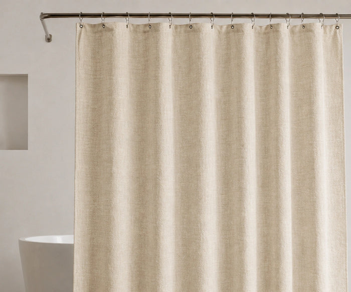 Natural linen shower curtain with soft textured fabric for bathroom
Farmhouse linen bathroom curtain for rustic and minimalist décor