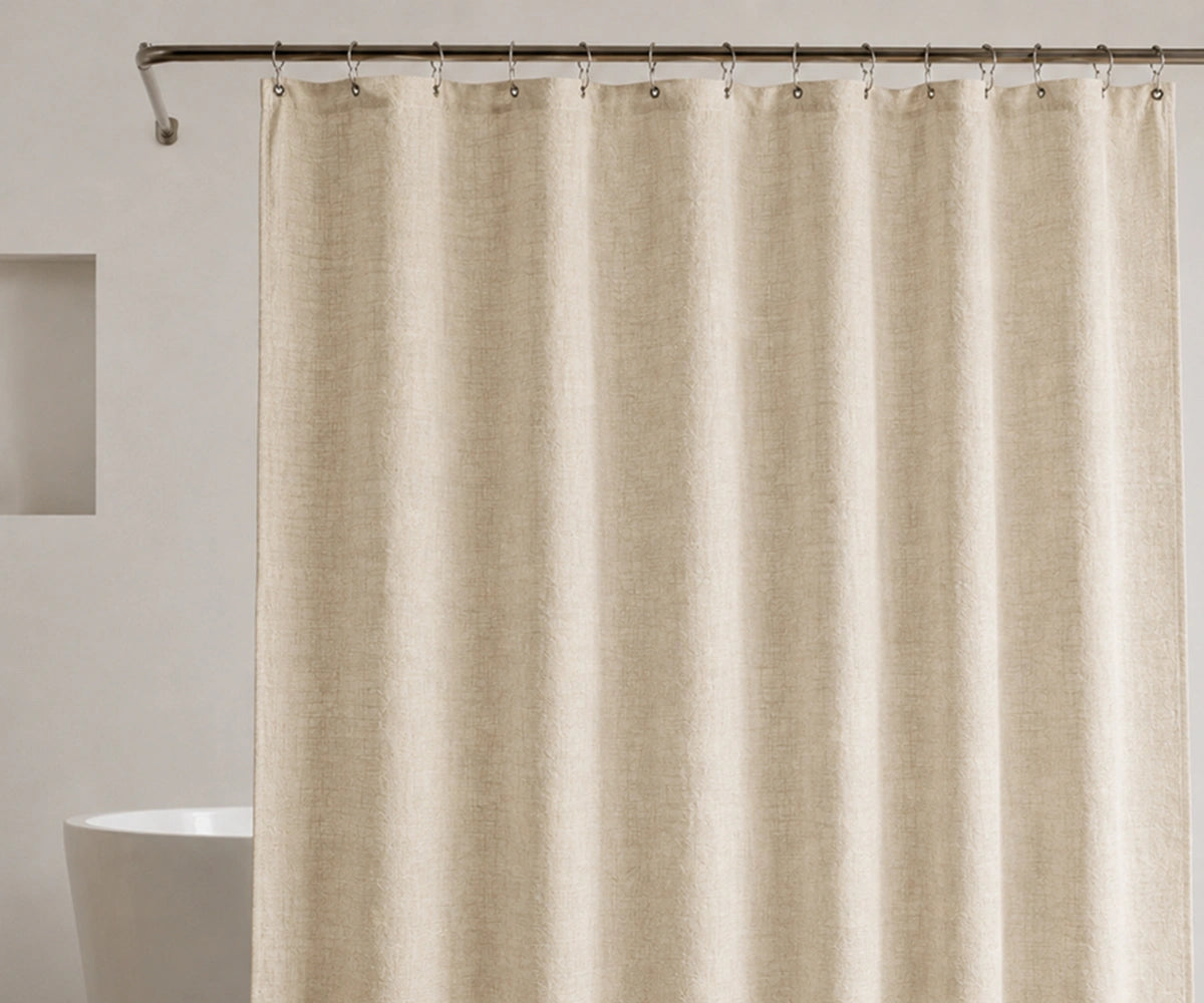 Natural linen shower curtain with soft textured fabric for bathroom
Farmhouse linen bathroom curtain for rustic and minimalist décor