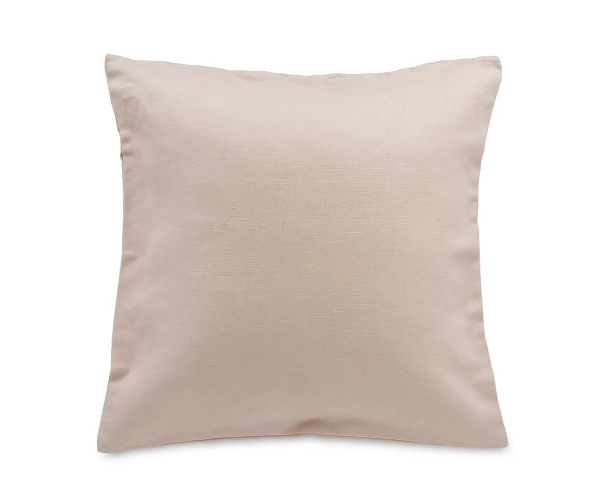 Set of 2 cotton linen cushion covers in natural color on a living room sofa