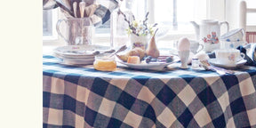 navy blue plaid tablecloth for everyday dining