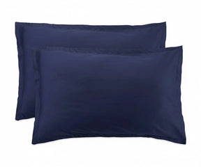 Luxury navy blue pillow cases in smooth cotton sateen for for all-season comfort