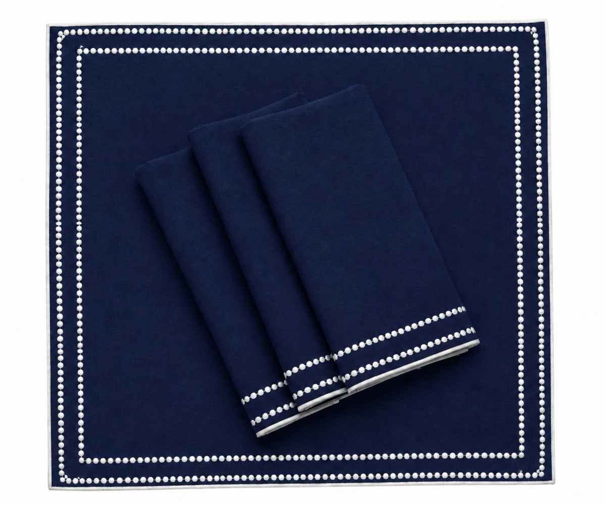 Washable cotton napkins with decorative embroidered pattern for dining
