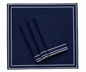 Washable cotton napkins with decorative embroidered pattern for dining
