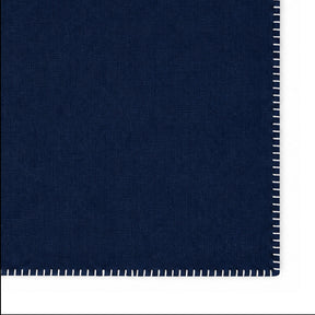 Navy Blue with White Stitch Cotton Dining Table Placemats, reusable rectangle placemats for everyday meals