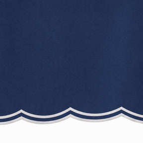 Navy blue scalloped round tablecloth, cotton table cover for farmhouse dining, holiday gatherings, brunches, and everyday meals