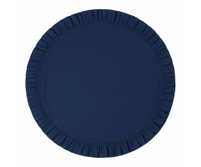 Navy blue round cotton ruffle placemat for elegant table setting
