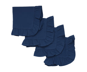 Navy blue cotton ruffle edge dinner napkins set for weddings and events