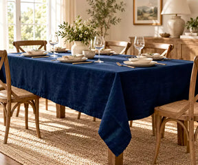 Navy Blue Linen Tablecloth