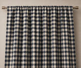 Navy blue and cream buffalo plaid curtains, 100% cotton farmhouse drapes for living room windows