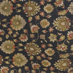 Dark botanical block print cotton tablecloth for dining table decor.