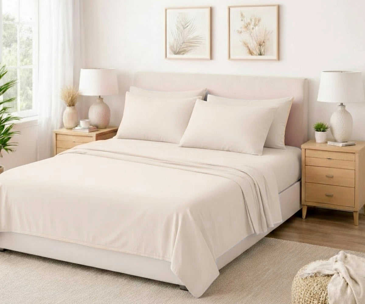 Natural undyed European flax linen sheet set, eco friendly breathable luxury bedding for farmhouse bedroom