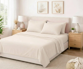 Natural undyed European flax linen sheet set, eco friendly breathable luxury bedding for farmhouse bedroom