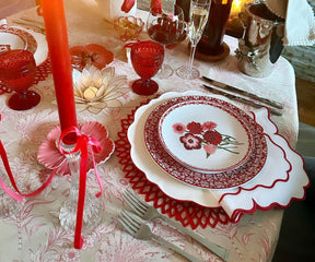 Red Linen dinner napkins in a soothing light blue shade, enhancing your table decor.