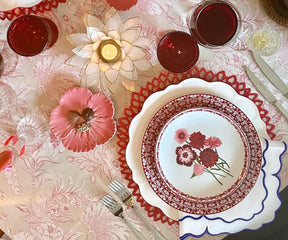 blue dinner napkins featuring an elegant hemstitch design in durable linen.