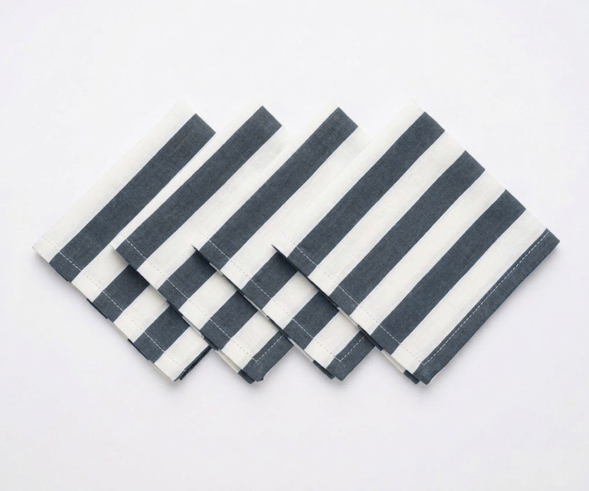 Hemstitched striped guest napkins for everyday dining and table setting