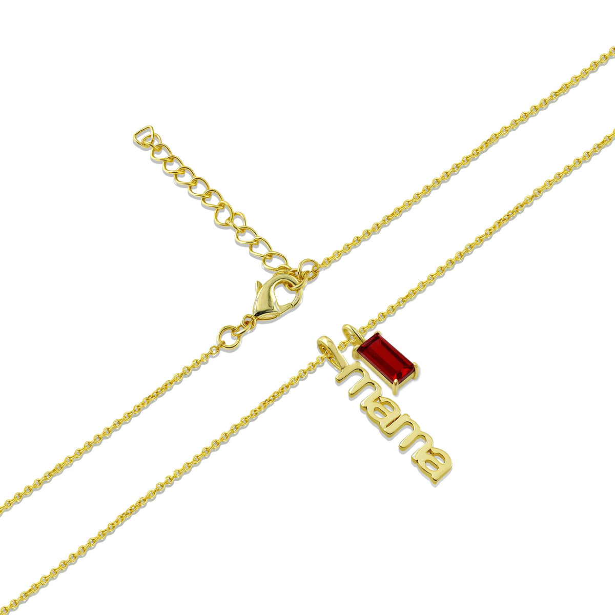 Gold mama necklace with January garnet birthstone charm custom family jewelry gift for new moms and wives