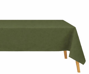 Olive green cotton linen blend rectangular tablecloth, reusable fabric table linen ideal for farmhouse, rustic, and everyday dining