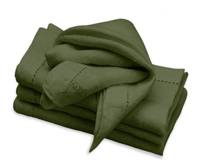 Cotton linen blend dinner napkins with elegant hemstitch detail