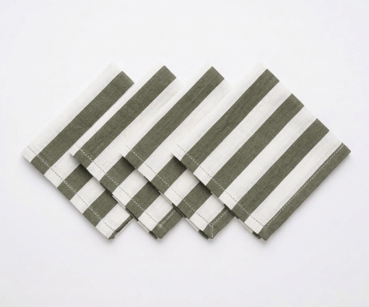 Eco friendly cotton linen cloth napkins with classic stripe design