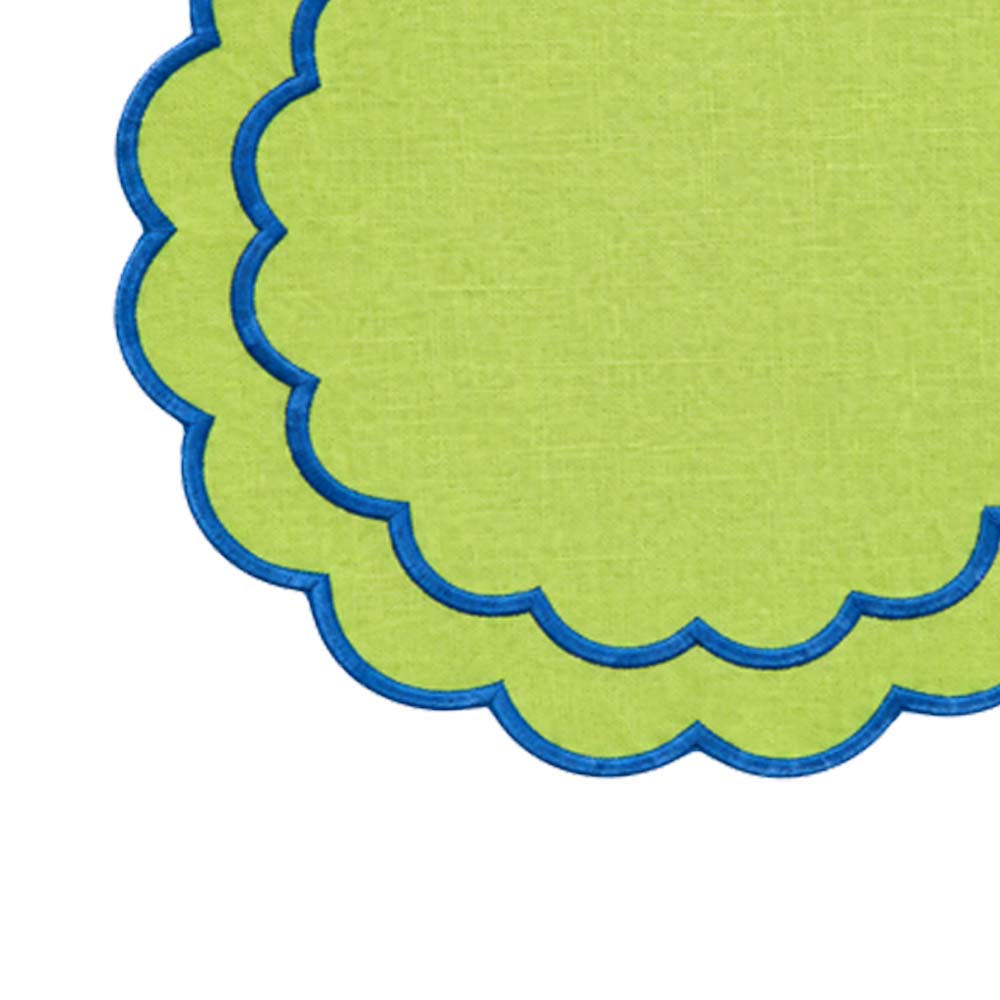 Classic round placemats with a scalloped edge for elegant dining room and table décor